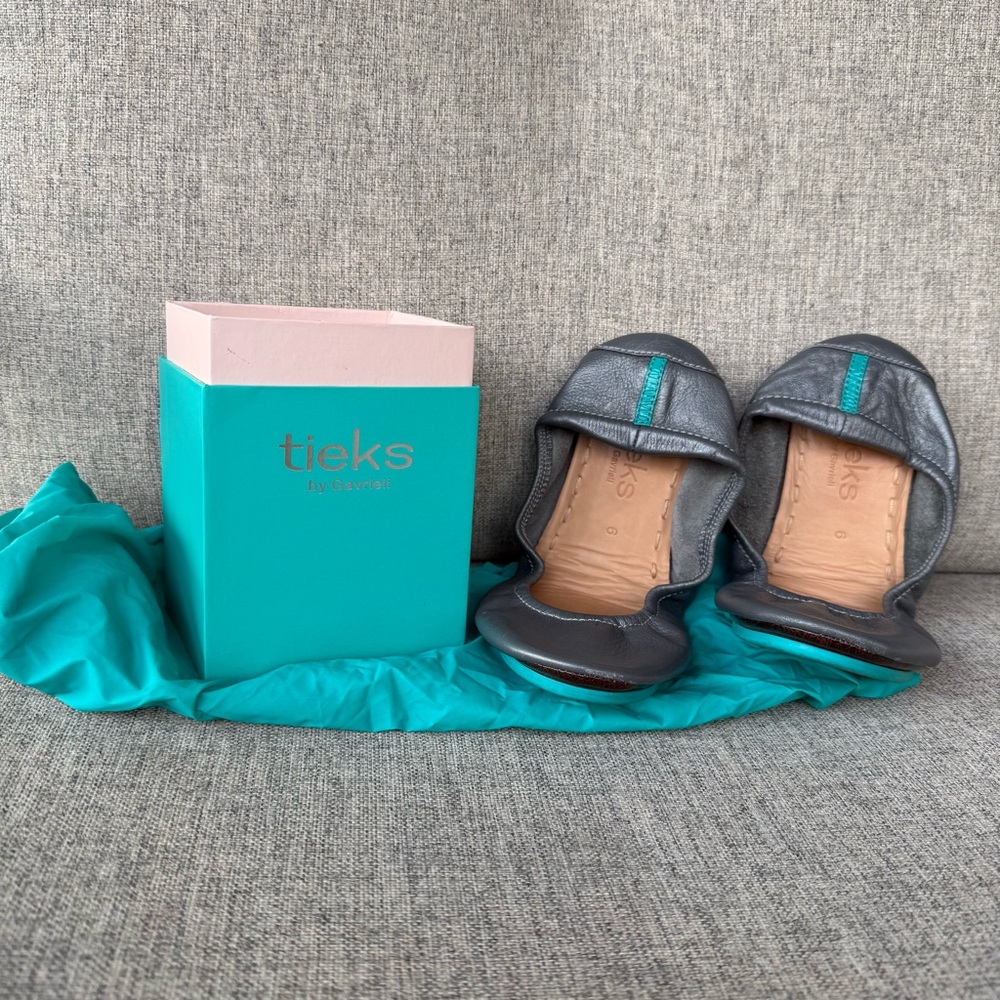Tieks Metallic Gray Ballet Flats